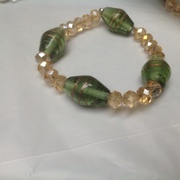 Crystal and Large Glass Beads  Elasticated bracelet