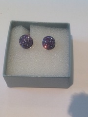Lilac Crystal Earrings Set in Sterling Silver