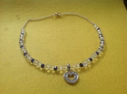 Navy Blue Crystal and Crystal Necklace
