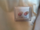 Pink Shamballa bead earrings 925 sterling silver - Image 1