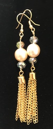 Chain Tassel earrings with Majorcan Pearls and crystal  - Image 1