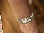 Silver Genuine Leather two tone heart bracelet