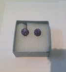 Purple Crystal Earrings set in silver - Image 1