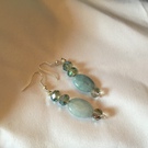 Handmade Aquamarine Stones & Crystal dangly Earrings - Image 1