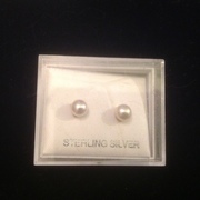 White Pearl Freshwater Pearl Earrings 925 Sterling Silver