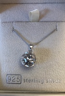 925 Sterling Silver ball with hearts necklace - Image 1