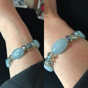 Aquamarine & Crystal elasticated Bracelet