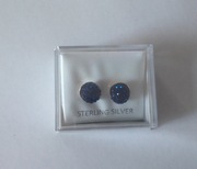 Navy Blue Shamballa Silver Earrings