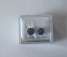 Navy Blue Shamballa Silver Earrings - Image 1