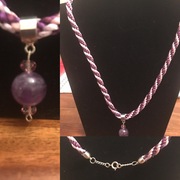 Handmade Braided Necklace with Amythest Stones