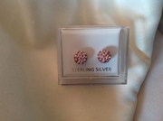 Pink Shamballa bead earrings 925 sterling silver
